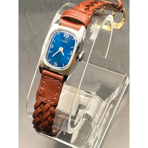 Vintage Mechanical Wind Up Womens Timex Watch 19mm new Leather Adjustable Band - Picture 1 of 8